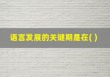 语言发展的关键期是在( )